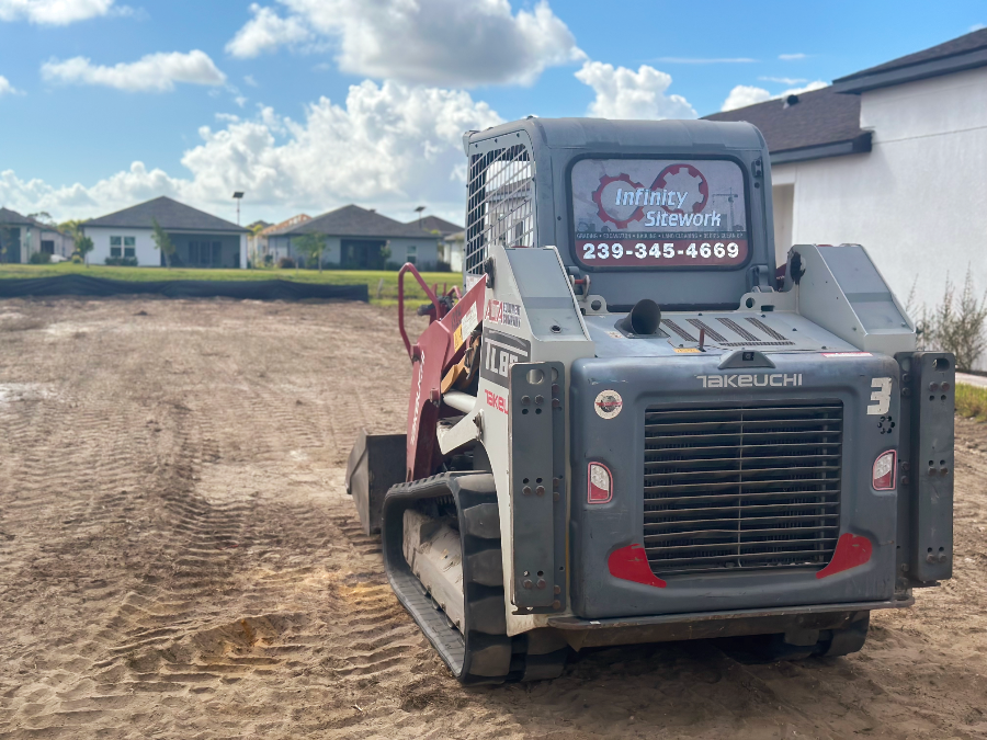 Job site being graded with machines